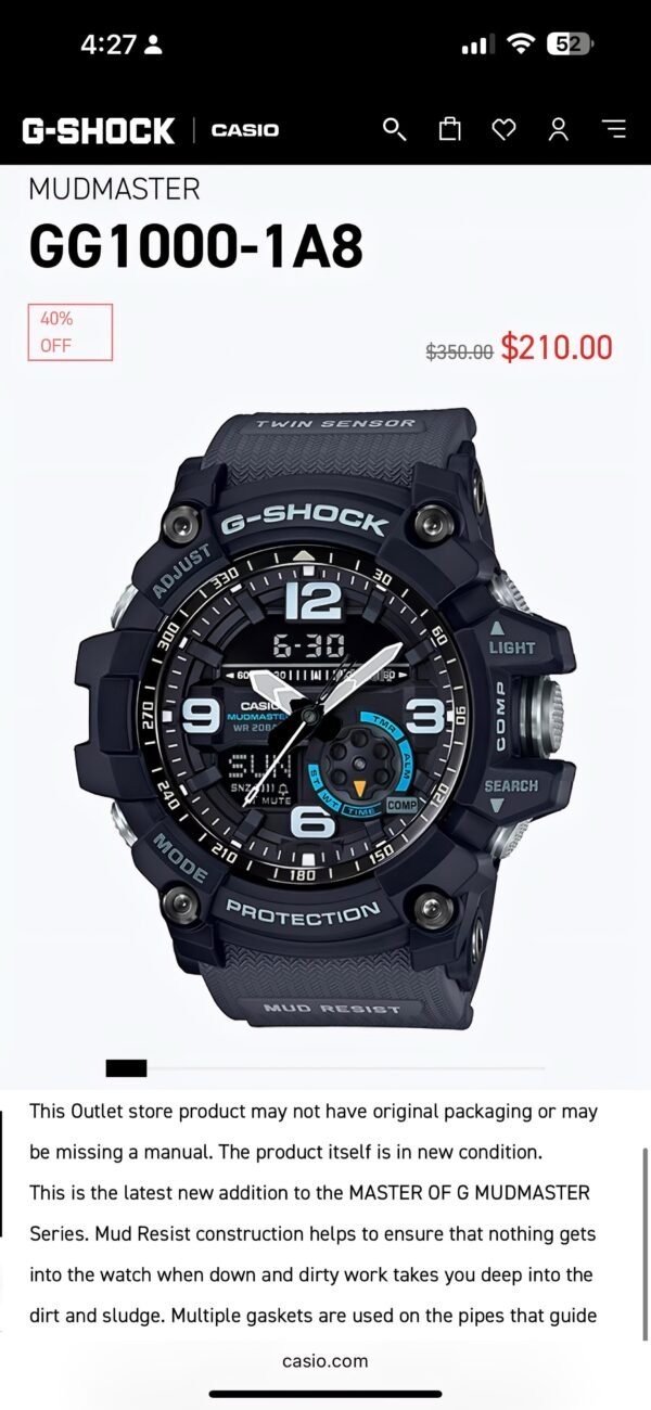 Casio G-Shock Mudmaster Watch GG1000-1A8