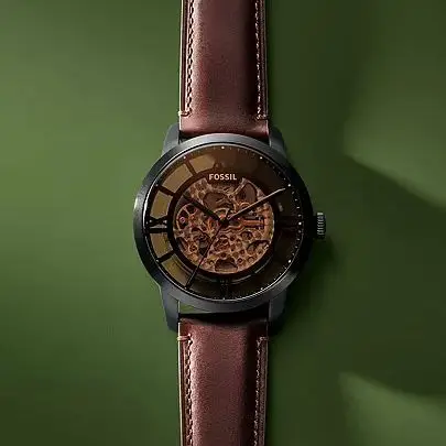 FOSSIL AUTOMATIC BROWN DAIL MEN’S LEATHER BAND WATCH  ME3098