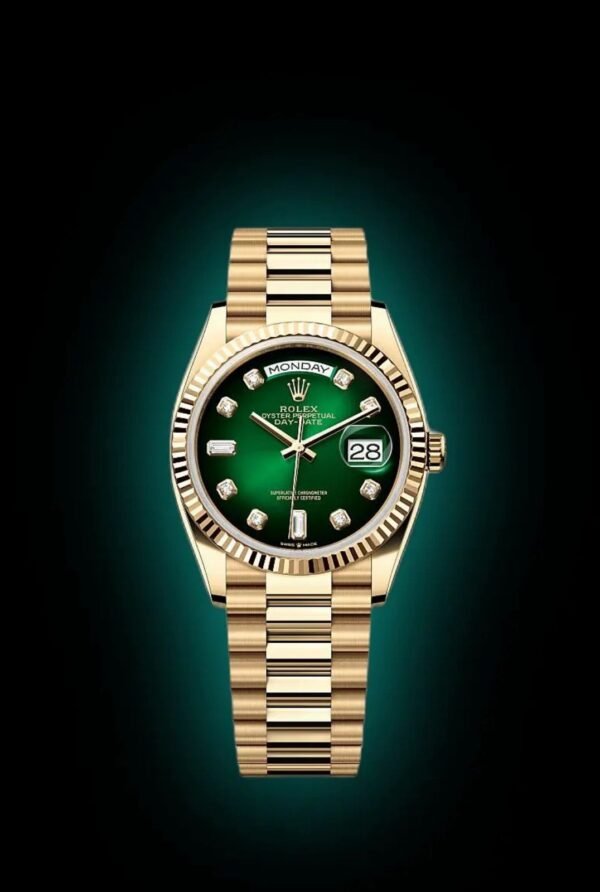 Rolex Day-Date 36 GREEN OMBRE DIAMONDS gold 18kt Full set 2024